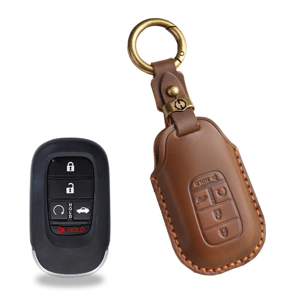 The New Retro Key Cover Is Suitable for The New Honda Accord Civic Handmade Leather Car Keychain.
