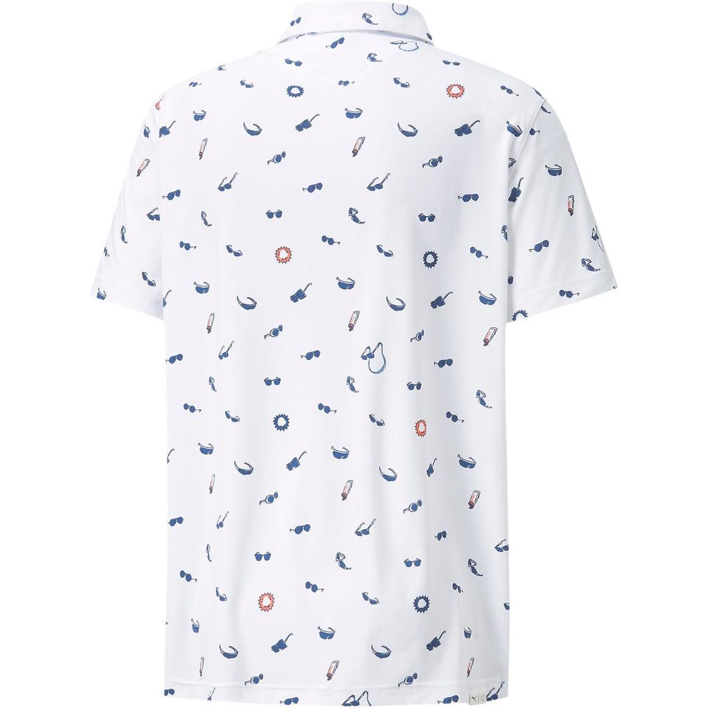 Puma Mattr All Over Print Breathable Straight Fit Polo Shirt Men tops White 532980-01