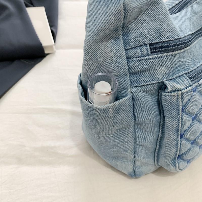 Denim Crossbody Bag for Women with Multi - Pockets & Quilted Detail, Lightweight & Stylish Shoulder Purse