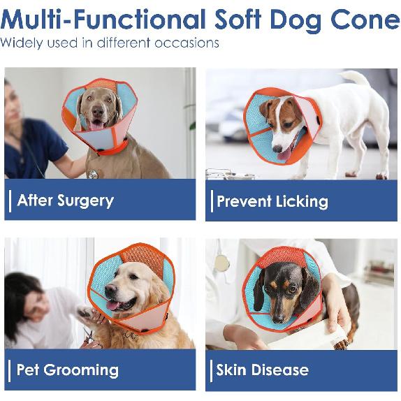 AOFITEE Dog Cone - Dog Cone Collar After Surgery, Comfy Cones for Dogs to Stop Licking, Adjustable Small Soft Dogs Cones for Wound Healing,