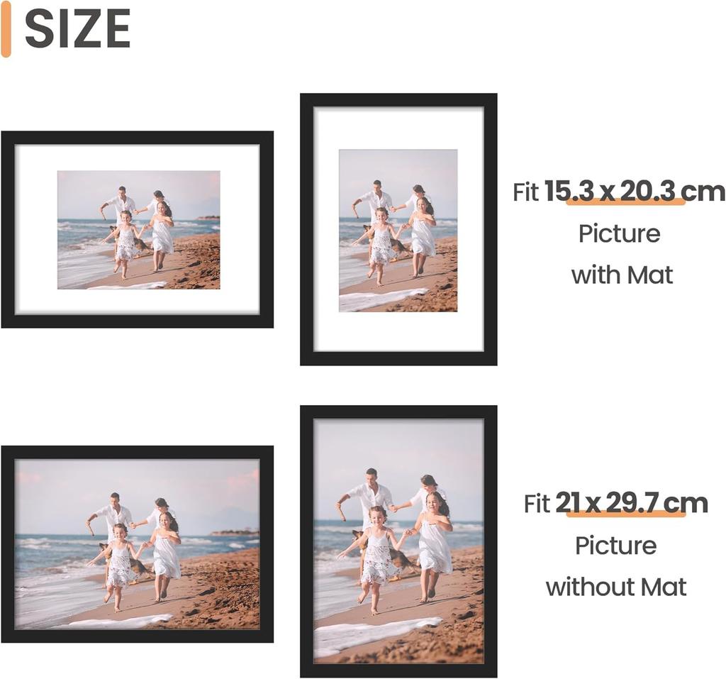 Upsimples Black Photo Frame A4 Set of 3 Picture Frames A4 29.7x21cm