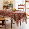 Tablecloth Rectangle Lace Fringed Tablecloth Red Light Luxury High-end American Style Living Room Coffee Table Tablecloth