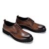 British Retro Men's Handmade Leather Shoes with Distressed Big Toe Cap and Thick Sole