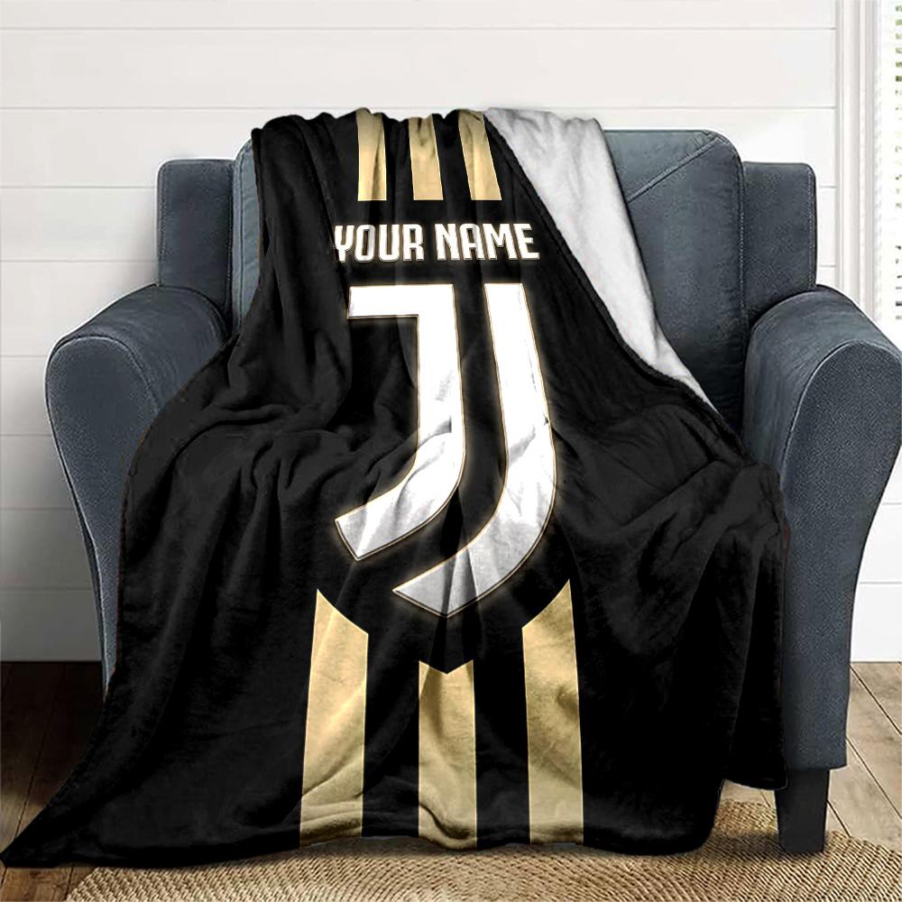 1pc Personalized Name Juventus Blanket, Gift, for Men and Women, Soft Blanket, Good for Sofa Bed Couch Travel, Lightweight Flannel Blanket