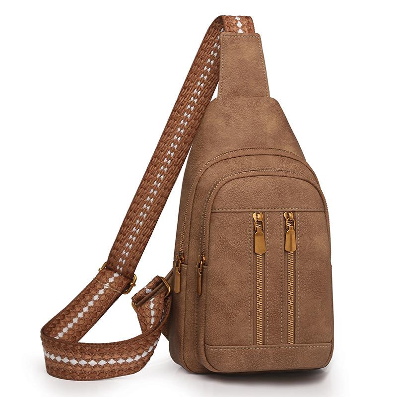 Velkokapacitní retro náprsní taška, dámská crossbody taška přes rameno, PU náprsní taška