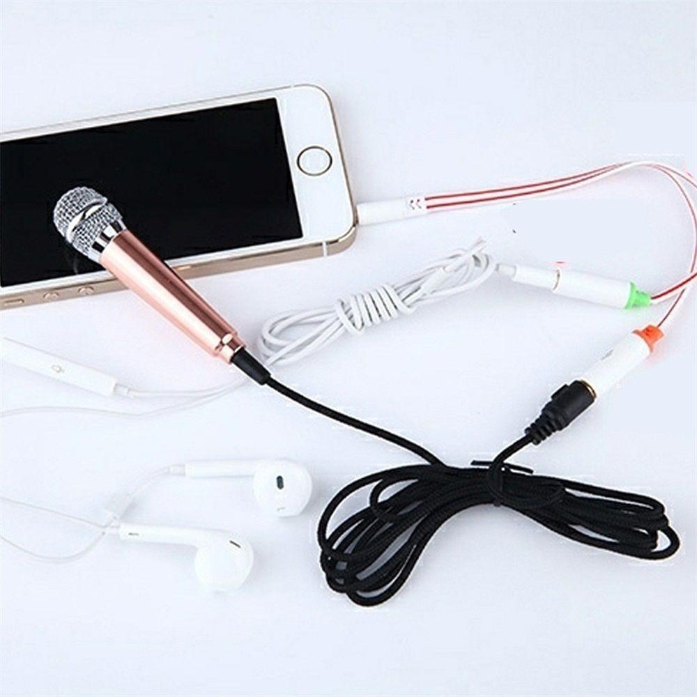 Mobile Stereo Audio Karaoke 3.5mm Wired Condenser Mini Microphone
