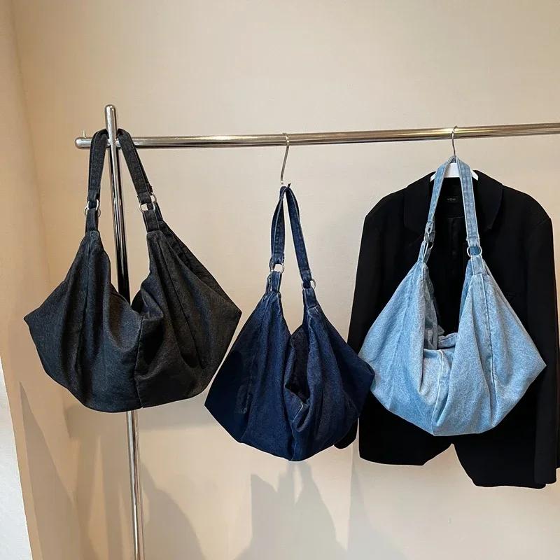 Cowboy fabric shoulder bag for women autumn and winter new casual light travel single shoulder axillary