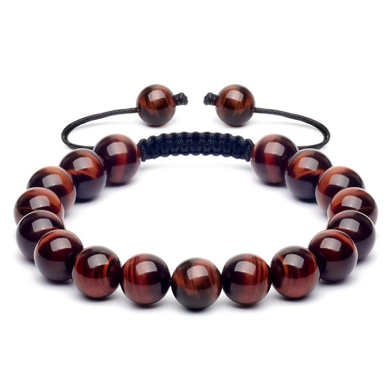 10MM Natural Tiger Eye & Agate Men's Hand-Woven Beaded Bracelet