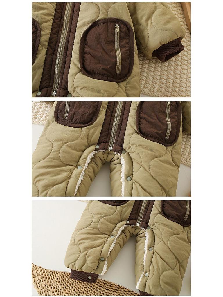 Autumn-Winter Baby Boys' Fleece & Cotton Long Sleeve Jumpsuit