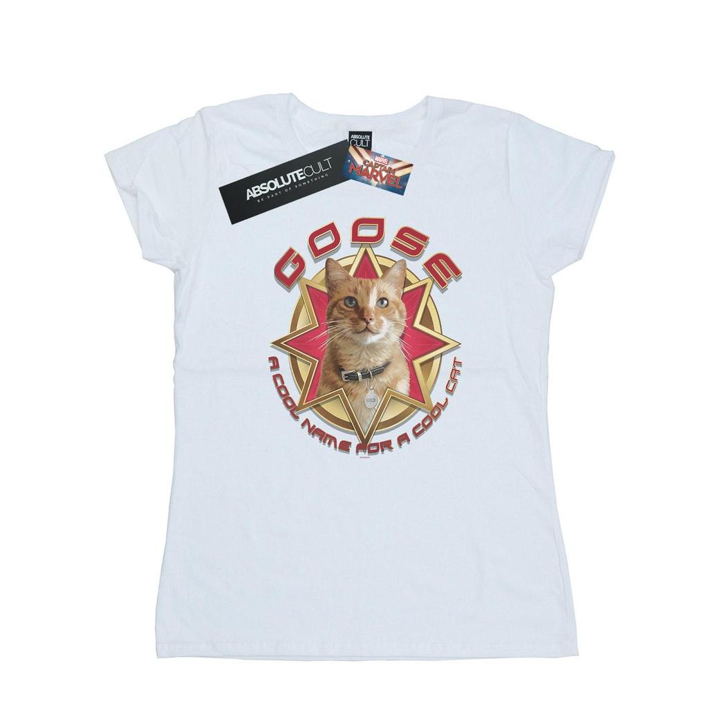 Marvel Womens/Ladies Captain Marvel Goose Cool Cat Cotton T-Shirt