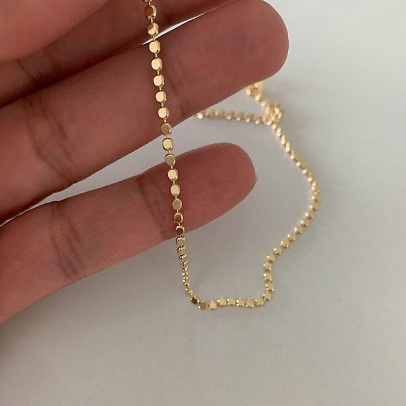 Classic Gold Color Flat Beads Chain Bracelets for Women 2025 New Fashion Stainless Steel Bracelet Anklet Party Jewelry Gifts