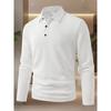 2025 European and American Men's Spring and Autumn Solid Color Collar Pure Cotton 5-Color Long Sleeve Collar Loose Casual Collar T-shirt