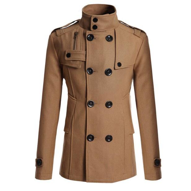 New Men's Woolen Coat Men's Slim Mid-length Woolen Coat Men's Coat