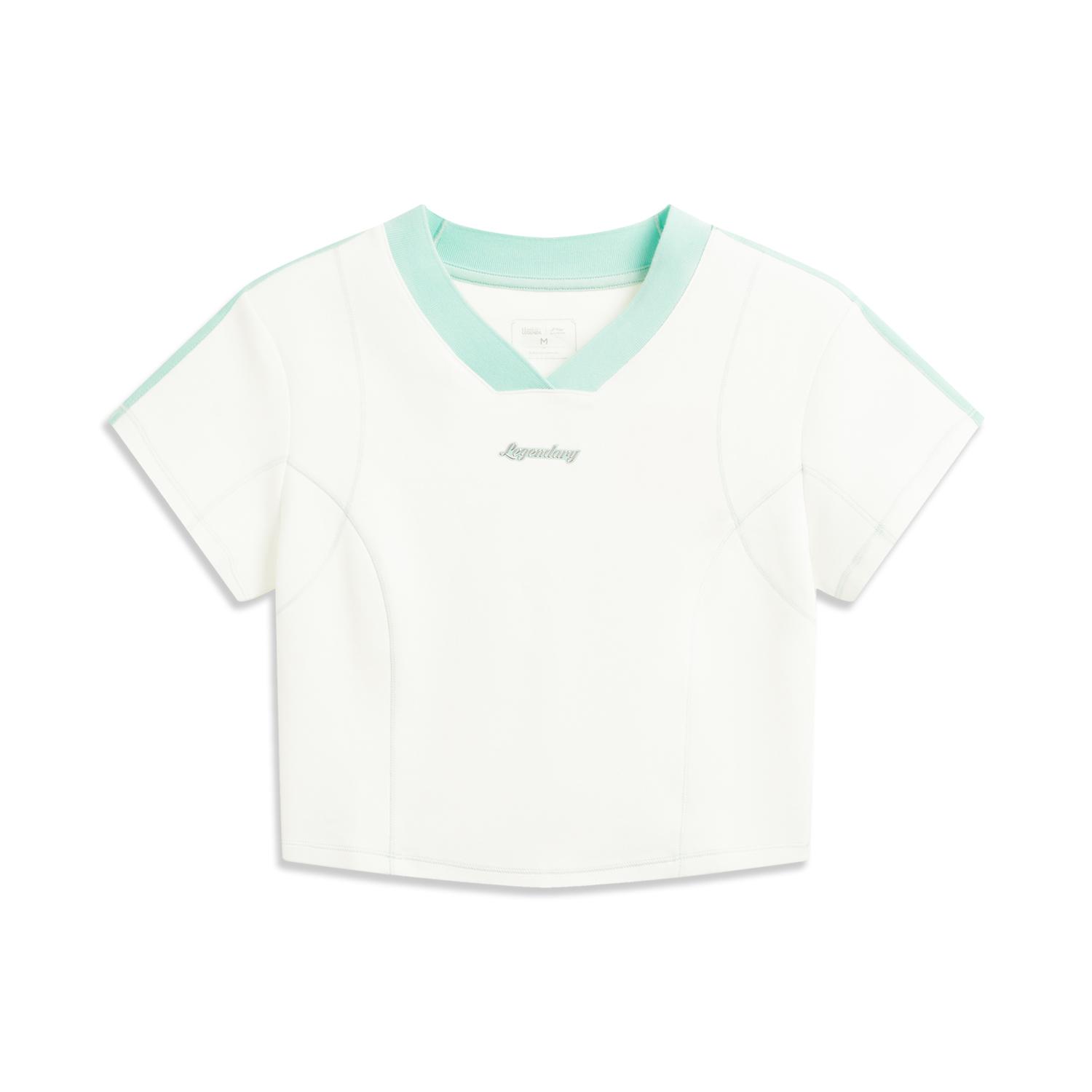 Li-Ning Minimalist V-Neck Striped Casual Pullover Short Sleeve T-Shirt Women tops AHSW160-6 S