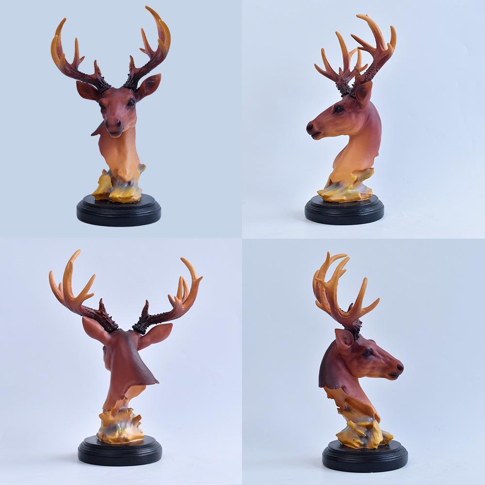 Christmas Decoration Reindeer Statue Resin Deer Head Figurine Christmas Party Desktop Ornament Home Decorate Accessories Gift