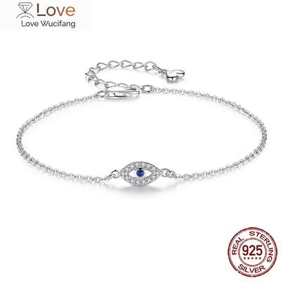 KALETINE Lucky Evil Eye Bracelet 925 Sterling Silver Bracelets for Women Blue Stone CZ Turkey Adjustable Men Jewelry KLTB099
