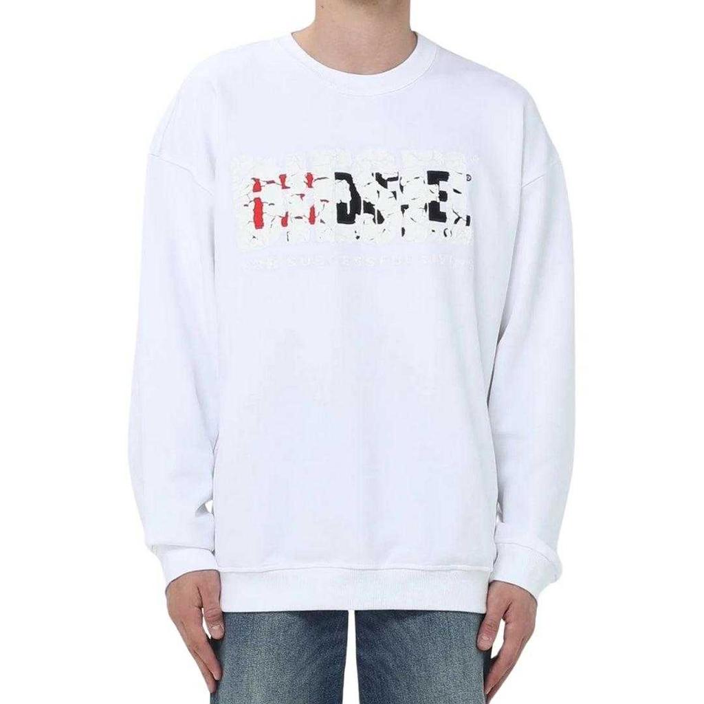 Diesel Mens Double Destroyed Logo Sweatshirt