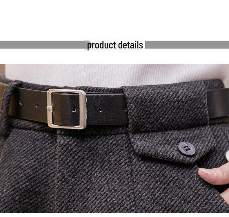 Women's High-Waisted Woolen Bootcut Shorts - A-Line Wide-Leg Black Pants for Fall/Winter 2025