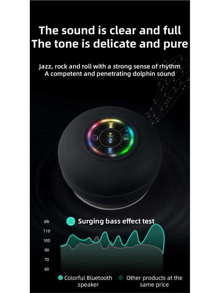 Portable Waterproof LED Bluetooth Speaker with Suction Cup - Mini Mobile Gift