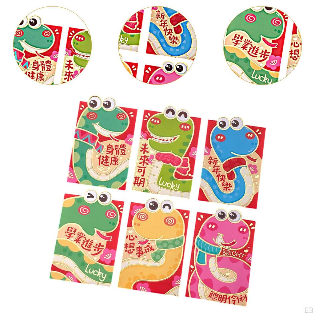 6 Pieces Chinese Year Red Envelope Hong Bao Spring Festival Decorative Decor Packets