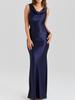 Haute Couture Elegant Satin Drape Neck Backless Dress