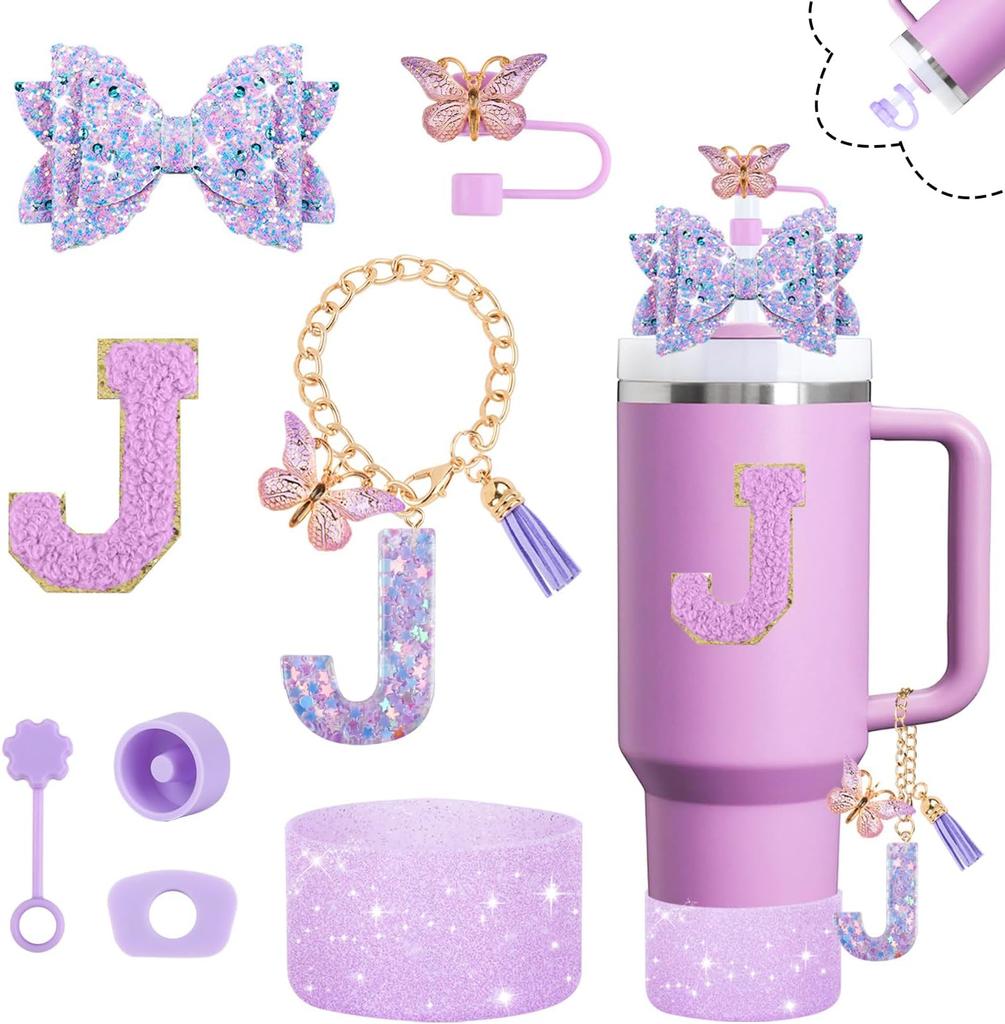 8pcs Cup Accessories Set for Stanley Cup 30oz 40oz Tumbler Straw Topper Cover, Boot, Spill Proof Stoppers, Handle Charms Sticker