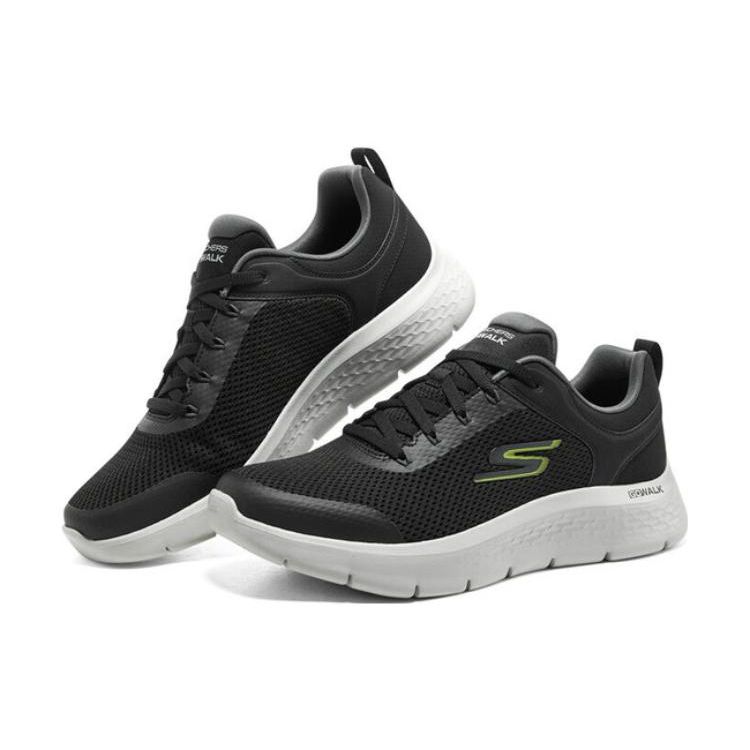 Skechers Go Walk Flex Round Toe Comfortable Shock Absorbing Durable Low Top Running Shoes Men sneakers Black White 216495-BKGY
