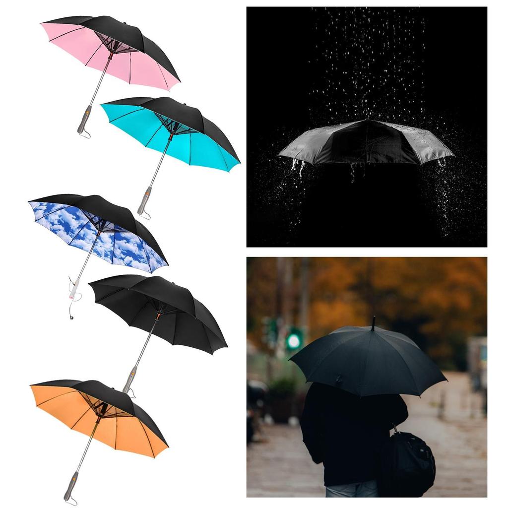 Fan Integrated Umbrella for Sun Protection Outdoor Activities Portable Cooling UV Shade Windproof Travel Accessory