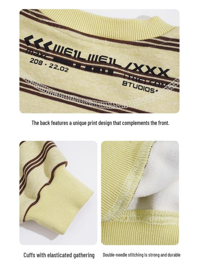 Boys' Yellow Striped Fleece-Lined Sweatshirt - Autumn/Winter 2025