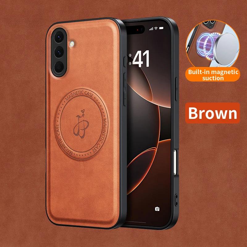 Wireless Charging Magnetic Case for Samsung Galaxy A56 A36 A26 A16 5G A55 A35 Protective Cover PU Leather Hard Back Shell Coque