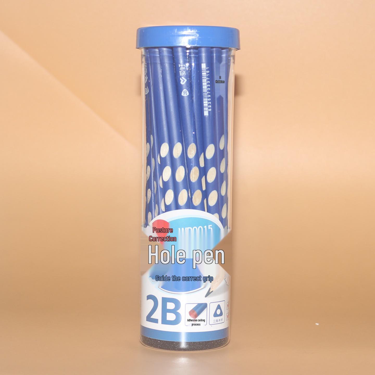 Hobby Hole Student Posture Correction 2B Pencils - HB Triangular Barrel, Solid Wood, 30-Pack (WP0015) Triangular Barrel, 30-Piece