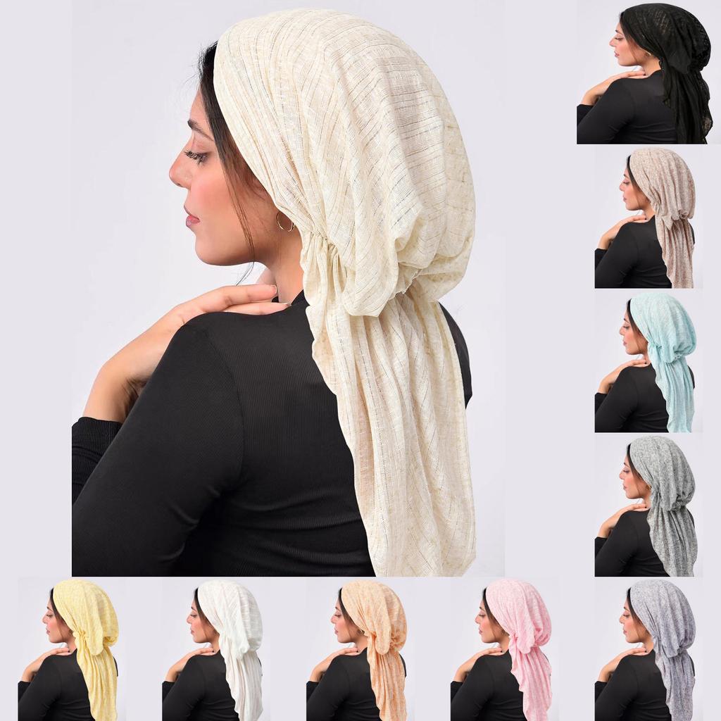 Polyester Womens Arc Hat With Double Tail Headscarf For Casual Travel