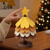 Holiday Table Decoration Christmas Tree Shaped Silicone Trivet Set Collapsible Heat Resistant Hot Pad Rustic Kitchen Accessory with Storage