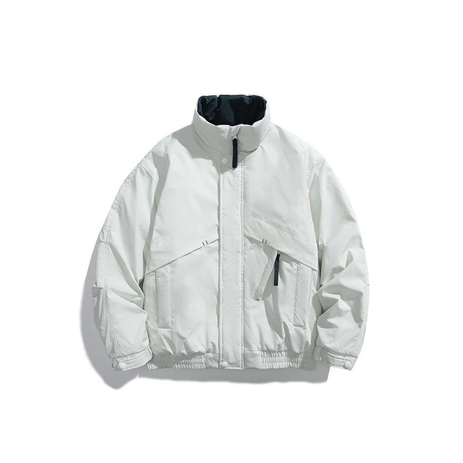 

UNDREST Unisex Color Block Stand Collar Cotton Windbreaker Winter Jacket MA48 XL брудно-білий