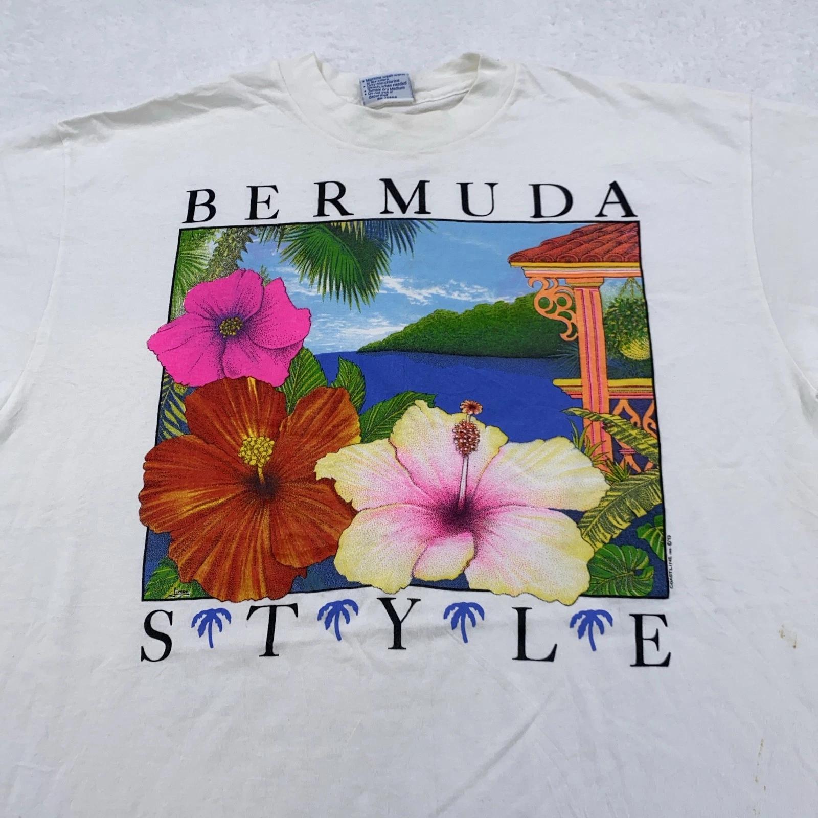 

Vintage Bermuda Style Hibiscus Flowers Shirt Mens L/XL beach surf 90s XL