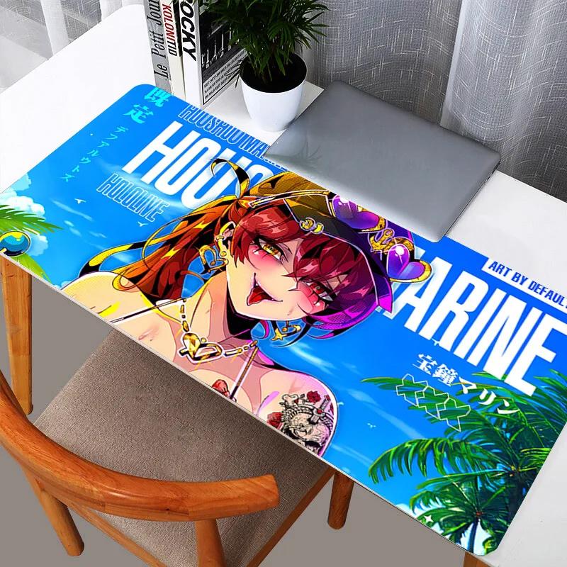Gaming Mouse Pad Large Desk Mat Antislip Rubber Stitched Edges Tattooed Anime Girls Collage Art Print Extended Office Mat