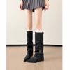 Large Size Slope Heel Boots Women's Autumn and Winter New Tall Fashion Boots Pointed Suede Knight Boots Versatile Boots