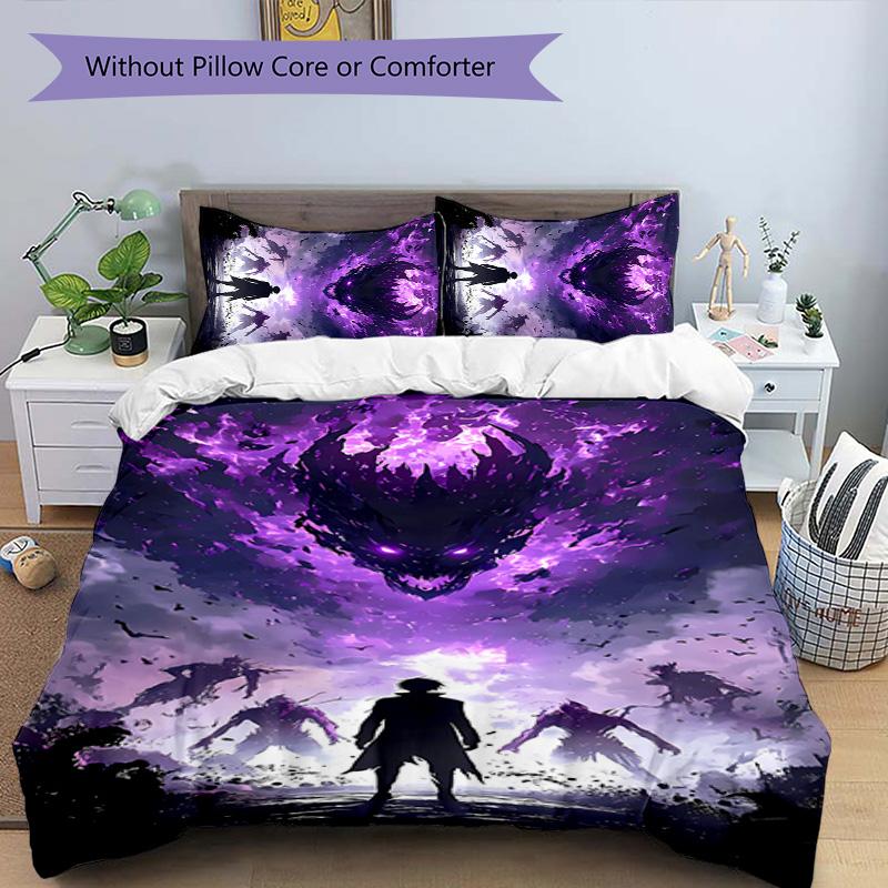 3pcs Solo Leveling Sung Jin-woo2 pattern bedding set duvet cover set includes duvet cover &pillowcases, perfect all season bedroom decoration & gift