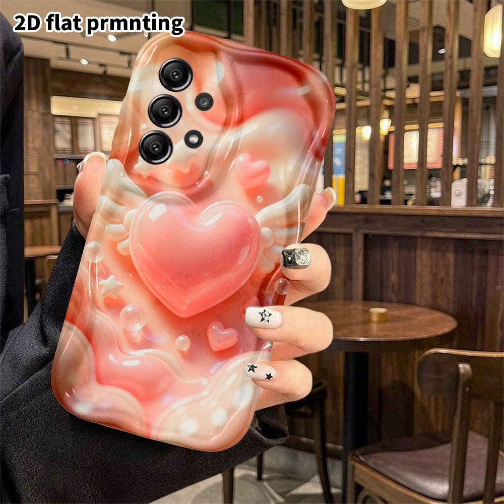 Phone case: 2D flat, suitable for Samsung Galaxy A34 A35 M05 M06 S20 S22 S21 FE Plus 5G protective case, angel heart, perfect Christmas and Halloween 