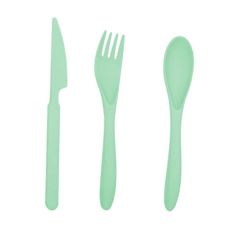 Wheat Straw Knife, Fork and Spoon Portable Three-piece Tableware for Students and Office Workers, Portable Tableware for Traveling and Going Out