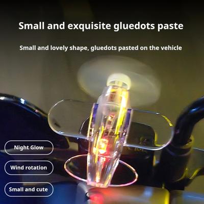 2Pcs Wind-Powered LED Airplane Propeller for Motorcycle Bicycle Car Decorations Waterproof Luminous