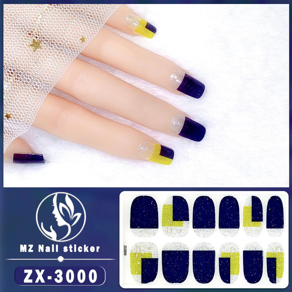 12-finger White No-Bake Nail Decal Fully Coated with Waterproof Long-lasting Nail Patch Simple Wind Nail Polish Adhesive