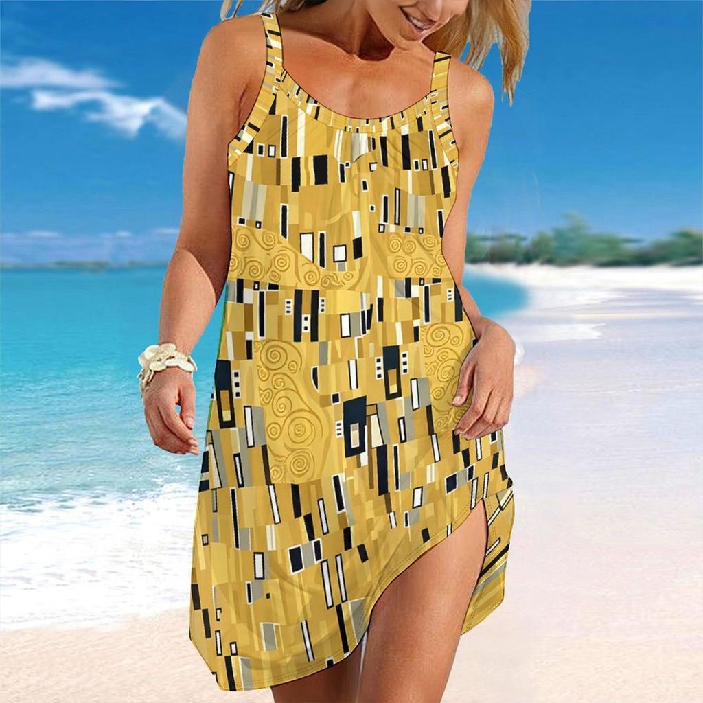Women's Beach Dress Mini Dress Print Casual Modern Dress Sleeveless Loose Fit Outdoor Daily Summer