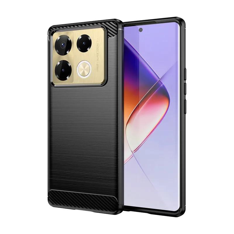 Luxury Business Shockproof TPU Phone Cover for Infinix Note 40 Pro Plus 4G 5G Brushed Texture Anti-fall Armor Protect Soft Case