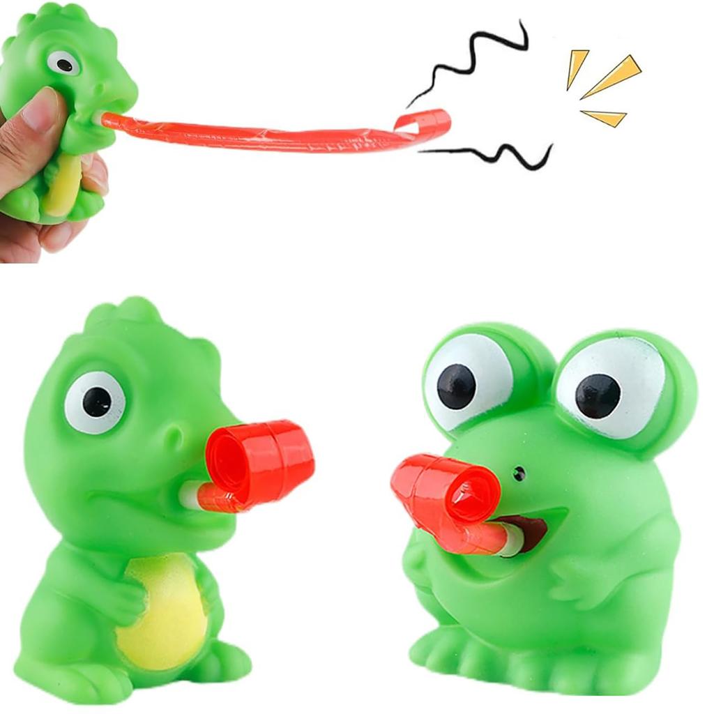 Giocattoli Spremibili Rana Dinosauro, Giocattolo Sensoriale Strizza Squittisce con Lingua Fuori per Bomboniera, Novità Antistress Fidget Toys