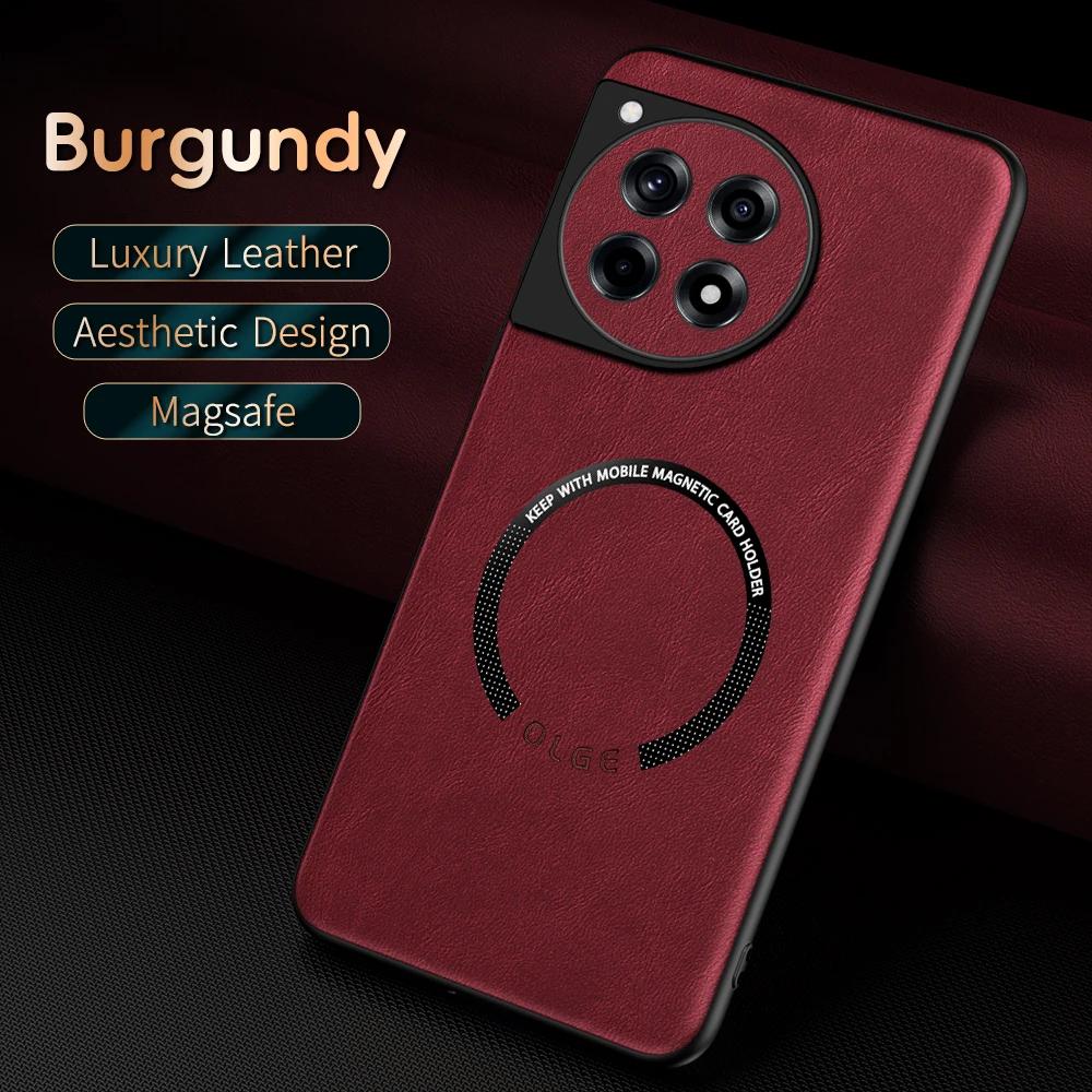 For OnePlus ACE 3 3V Fine Hole PU Cow Pattern Leather Outer Magnetic Ring Soft Edge Anti-Drop Anti-Fingerprint Phone Case