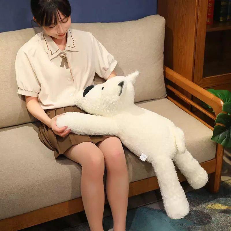 West Highland Party Plush Toy Doll Long West Highland Puppy Bed To Sleep with Throw Pillow Birthday Gift Girl