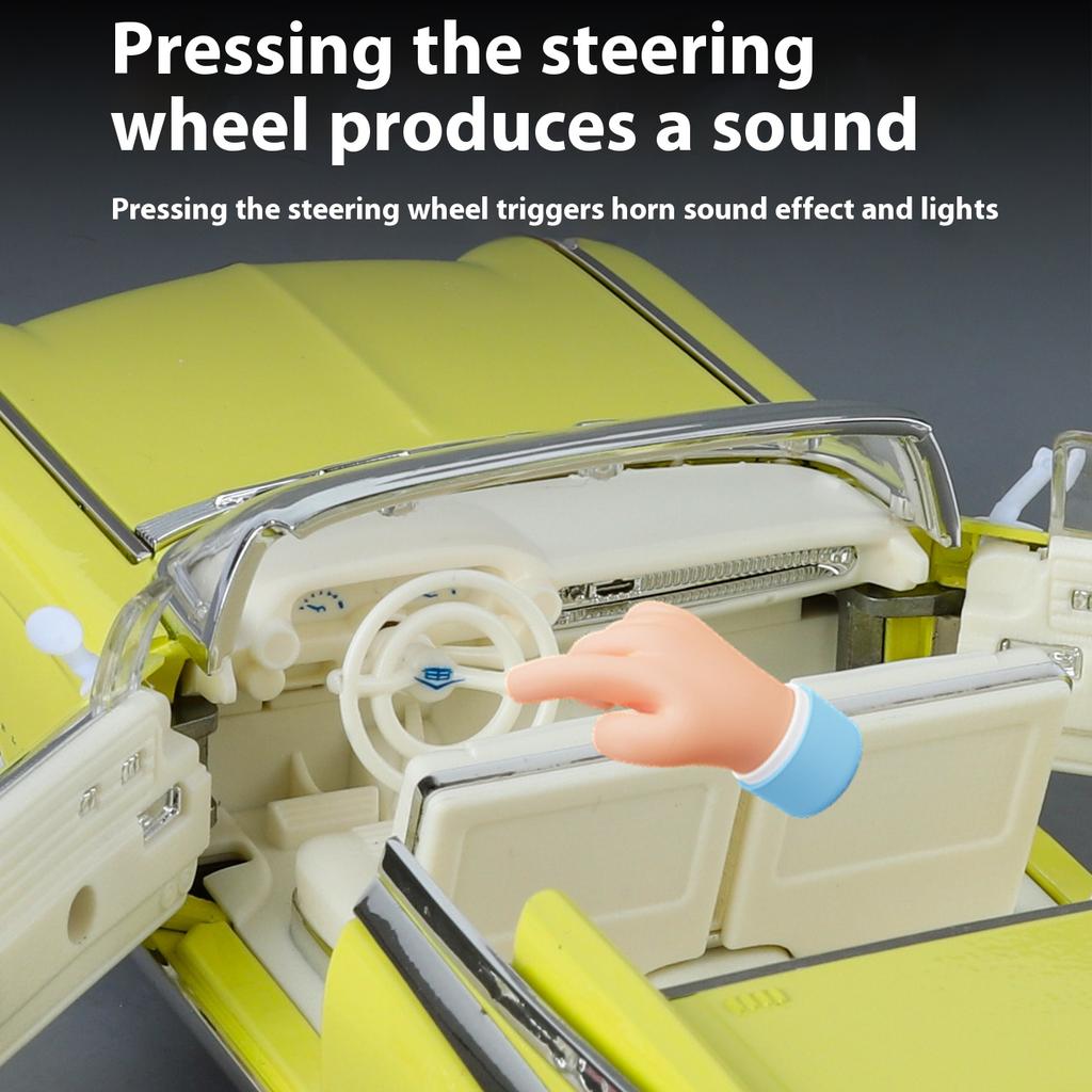 1/24 1959 Cadillac Eldorado Retro Sports Car Model Simulation Sound and Light Tire Suspension Collection Ornaments