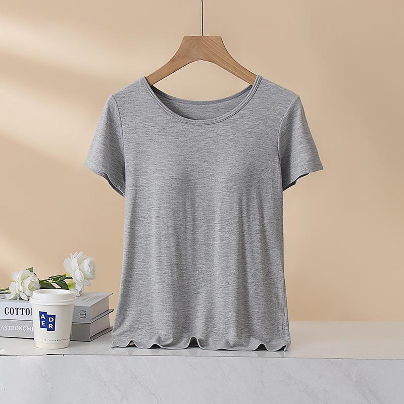 

Женская летняя пижамная майка с коротким рукавом и встроенным бюстгальтером XL