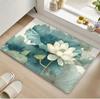 Artistic Lotus Theme Mat for Aesthetic Home Indoor Entryway Bathroom Living Room Non-Slip Absorbent Durable Easy Clean Decor Mat
